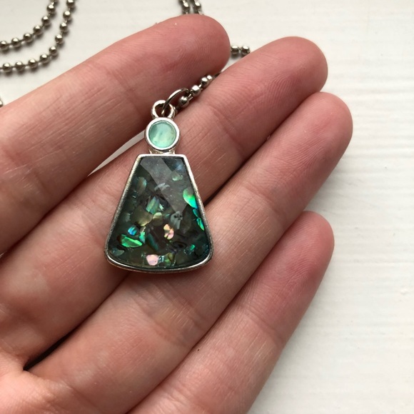 Vintage silver & turquoise stone dog tag necklace - Picture 4 of 7